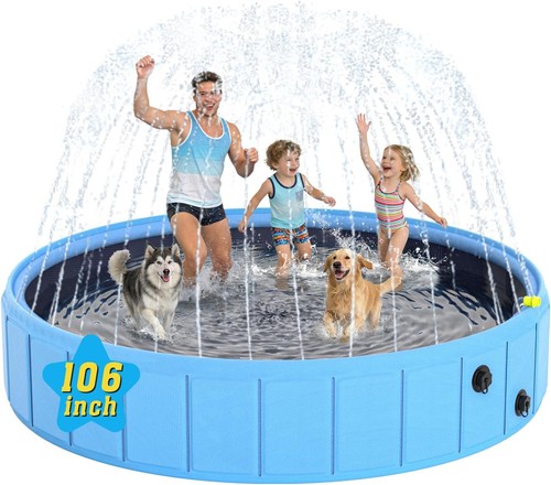 Foldable dog pool sprinkler - foldable,